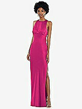 Front View Thumbnail - Think Pink Jewel Neck Sleeveless Maxi Dress with Bias Skirt