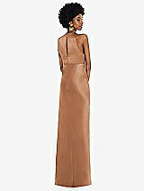 Rear View Thumbnail - Toffee Jewel Neck Sleeveless Maxi Dress with Bias Skirt