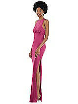 Side View Thumbnail - Tea Rose Jewel Neck Sleeveless Maxi Dress with Bias Skirt