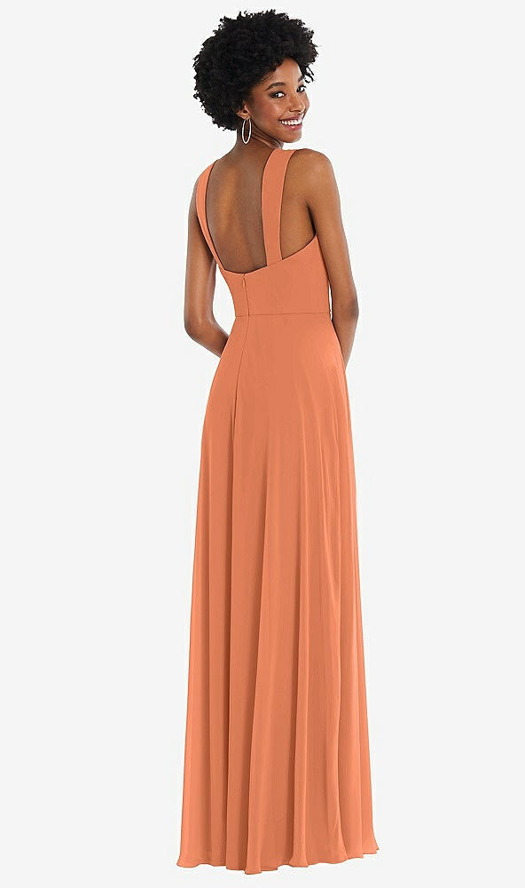 Back View - Sweet Melon Contoured Wide Strap Sweetheart Maxi Dress