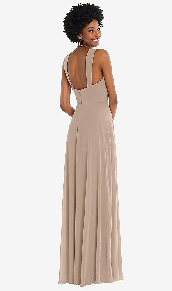 Back View - Topaz Contoured Wide Strap Sweetheart Maxi Dress