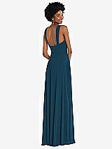 Rear View Thumbnail - Atlantic Blue Contoured Wide Strap Sweetheart Maxi Dress
