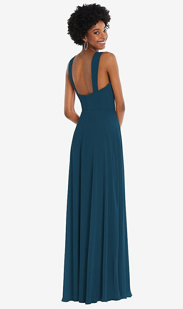 Back View - Atlantic Blue Contoured Wide Strap Sweetheart Maxi Dress