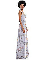 Side View Thumbnail - Butterfly Botanica Silver Dove Contoured Wide Strap Sweetheart Maxi Dress