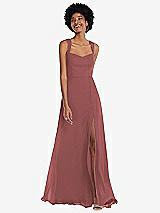 Front View Thumbnail - English Rose Contoured Wide Strap Sweetheart Maxi Dress