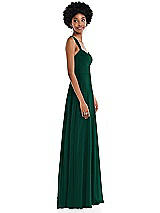Side View Thumbnail - Hunter Green Contoured Wide Strap Sweetheart Maxi Dress