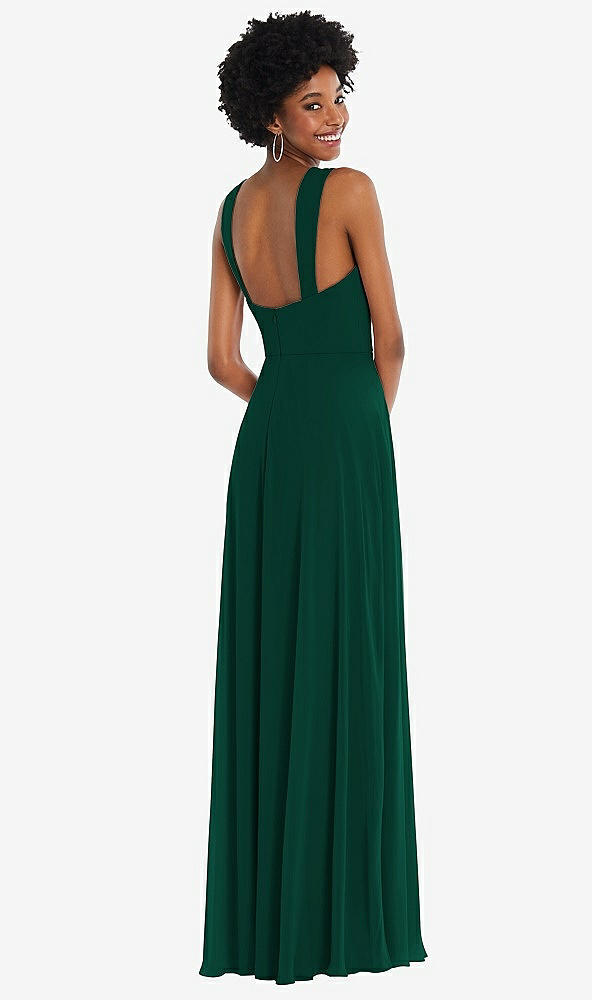 Back View - Hunter Green Contoured Wide Strap Sweetheart Maxi Dress