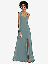 Front View Thumbnail - Icelandic Contoured Wide Strap Sweetheart Maxi Dress