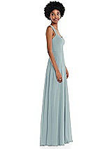 Side View Thumbnail - Morning Sky Contoured Wide Strap Sweetheart Maxi Dress