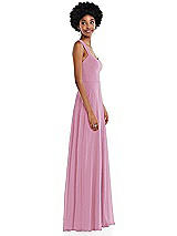 Side View Thumbnail - Powder Pink Contoured Wide Strap Sweetheart Maxi Dress