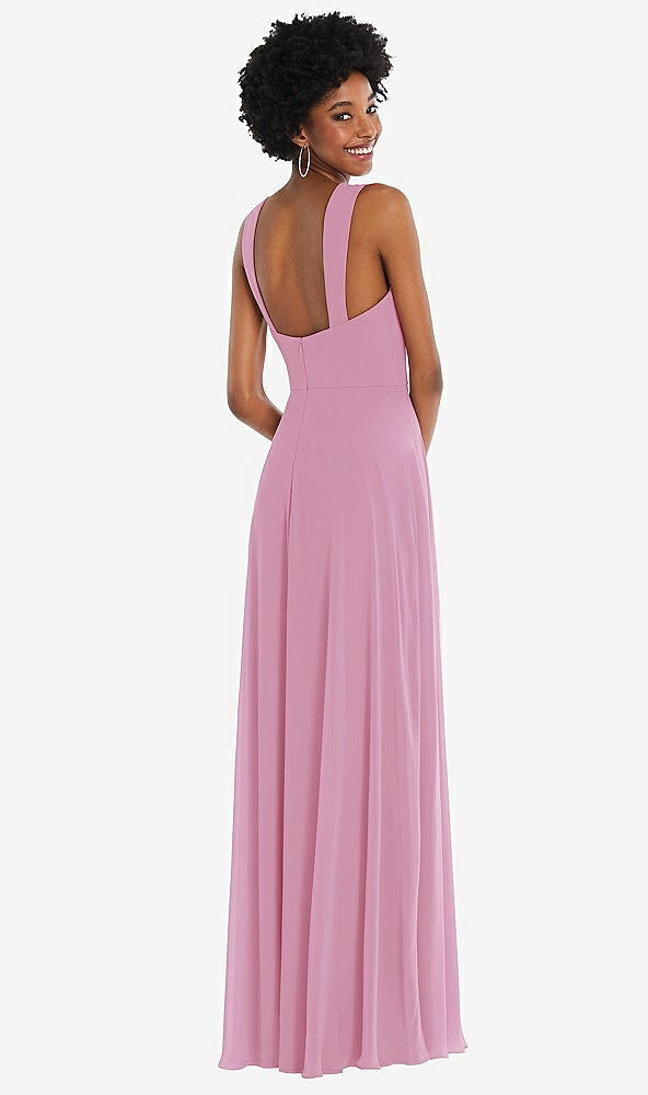 Back View - Powder Pink Contoured Wide Strap Sweetheart Maxi Dress