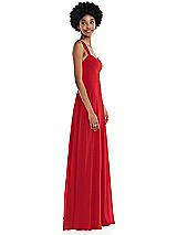 Side View Thumbnail - Parisian Red Contoured Wide Strap Sweetheart Maxi Dress
