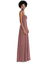 Side View Thumbnail - Rosewood Contoured Wide Strap Sweetheart Maxi Dress