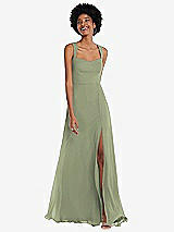 Front View Thumbnail - Sage Contoured Wide Strap Sweetheart Maxi Dress