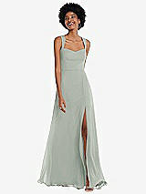 Front View Thumbnail - Willow Green Contoured Wide Strap Sweetheart Maxi Dress