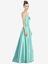 Side View Thumbnail - Coastal Bow Cuff Strapless Satin Ball Gown with Pockets