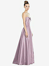 Side View Thumbnail - Suede Rose Bow Cuff Strapless Satin Ball Gown with Pockets