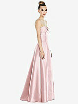 Side View Thumbnail - Ballet Pink Bow Cuff Strapless Satin Ball Gown with Pockets