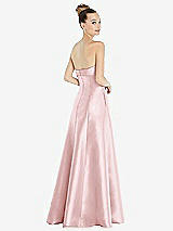 Rear View Thumbnail - Ballet Pink Bow Cuff Strapless Satin Ball Gown with Pockets