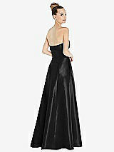 Rear View Thumbnail - Black Bow Cuff Strapless Satin Ball Gown with Pockets