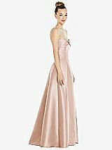 Side View Thumbnail - Cameo Bow Cuff Strapless Satin Ball Gown with Pockets