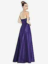 Rear View Thumbnail - Grape Bow Cuff Strapless Satin Ball Gown with Pockets
