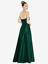 Rear View Thumbnail - Hunter Green Bow Cuff Strapless Satin Ball Gown with Pockets