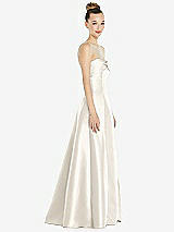 Side View Thumbnail - Ivory Bow Cuff Strapless Satin Ball Gown with Pockets