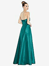 Rear View Thumbnail - Jade Bow Cuff Strapless Satin Ball Gown with Pockets
