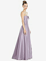 Side View Thumbnail - Lilac Haze Bow Cuff Strapless Satin Ball Gown with Pockets