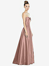 Side View Thumbnail - Neu Nude Bow Cuff Strapless Satin Ball Gown with Pockets