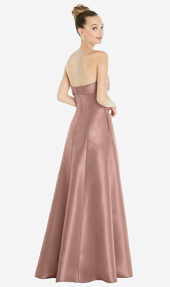 Back View - Neu Nude Bow Cuff Strapless Satin Ball Gown with Pockets