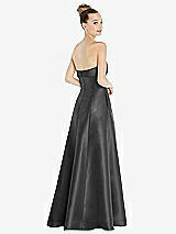 Rear View Thumbnail - Pewter Bow Cuff Strapless Satin Ball Gown with Pockets