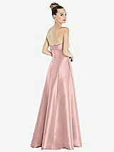 Rear View Thumbnail - Rose - PANTONE Rose Quartz Bow Cuff Strapless Satin Ball Gown with Pockets