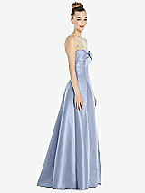 Side View Thumbnail - Sky Blue Bow Cuff Strapless Satin Ball Gown with Pockets
