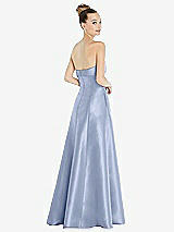 Rear View Thumbnail - Sky Blue Bow Cuff Strapless Satin Ball Gown with Pockets