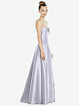 Side View Thumbnail - Silver Dove Bow Cuff Strapless Satin Ball Gown with Pockets
