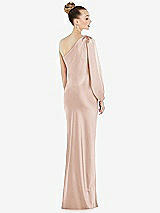 Rear View Thumbnail - Cameo One-Shoulder Puff Sleeve Maxi Bias Dress with Side Slit