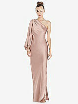 Front View Thumbnail - Toasted Sugar One-Shoulder Puff Sleeve Maxi Bias Dress with Side Slit