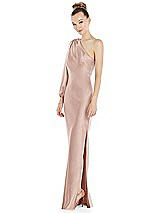 Side View Thumbnail - Toasted Sugar One-Shoulder Puff Sleeve Maxi Bias Dress with Side Slit