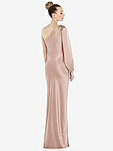 Rear View Thumbnail - Toasted Sugar One-Shoulder Puff Sleeve Maxi Bias Dress with Side Slit