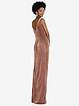 Rear View Thumbnail - Tawny Rose Draped Skirt Faux Wrap Velvet Maxi Dress