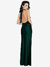 Rear View Thumbnail - Evergreen Scarf Tie High-Neck Halter Maxi Slip Dress