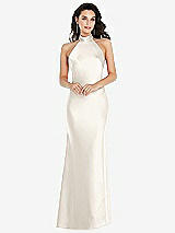 Front View Thumbnail - Ivory Scarf Tie High-Neck Halter Maxi Slip Dress