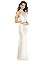 Side View Thumbnail - Ivory Scarf Tie High-Neck Halter Maxi Slip Dress