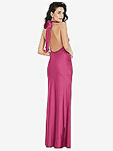 Rear View Thumbnail - Tea Rose Scarf Tie High-Neck Halter Maxi Slip Dress