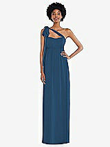 Alt View 2 Thumbnail - Dusk Blue Convertible Tie-Shoulder Empire Waist Maxi Dress