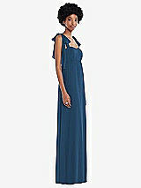 Side View Thumbnail - Dusk Blue Convertible Tie-Shoulder Empire Waist Maxi Dress