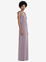Side View Thumbnail - Lilac Dusk Convertible Tie-Shoulder Empire Waist Maxi Dress