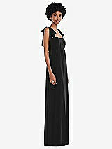 Side View Thumbnail - Black Convertible Tie-Shoulder Empire Waist Maxi Dress